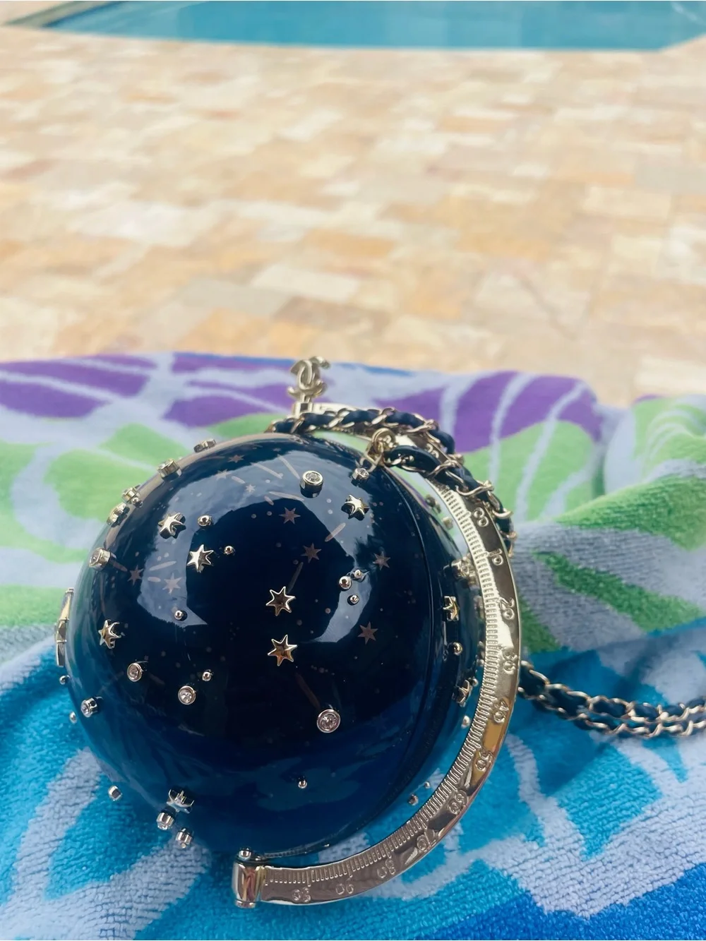 CHANEL Astrology Celestial Globe Minaudiere Evening Gold Bag AUTHENTIC